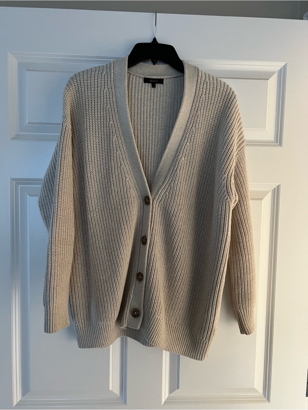 Cozy Oversized Boyfriend Cardigan Sweater in Speckled Beige, Quince/Size Small - Picture 7 of 7